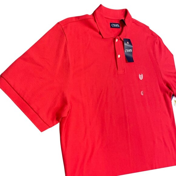 NWT Chaps Mens XL Red Polo Shirt Short Sleeve Embroidered Logo Breathable Cotton - Picture 8 of 16